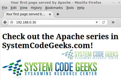 Figure 4: install Apache web server- Your first web page served by Apache