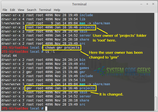 Linux chown Example: Change Owner