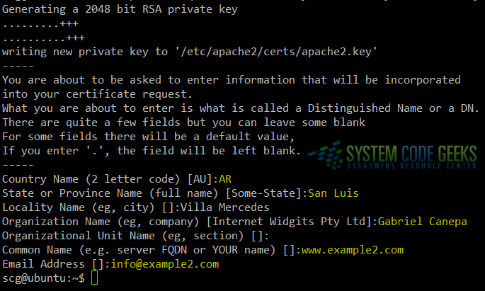 Figure 1: Apache enable SSL / TLS Tutorial: Creating a self-signed certificate and key file