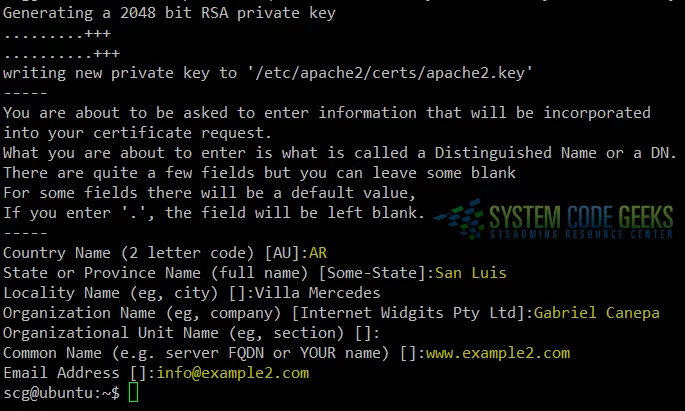 Figure 1: Apache enable SSL / TLS Tutorial: Creating a self-signed certificate and key file