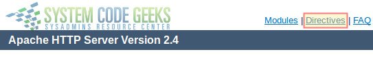 Figure 2 - Apache Configuration Tutorial: The Directives page