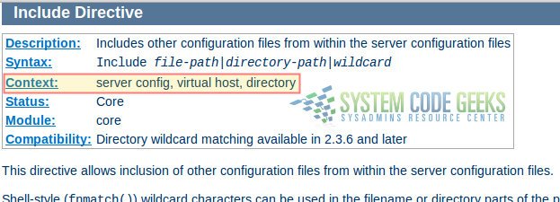 Figure 3 -Apache Configuration Tutorial:  Context of an Apache directive