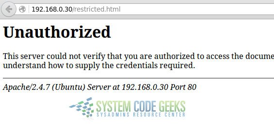 Figure 6 - Apache Configuration Tutorial: Without valid credentials, a restricted resource cannot be accessed