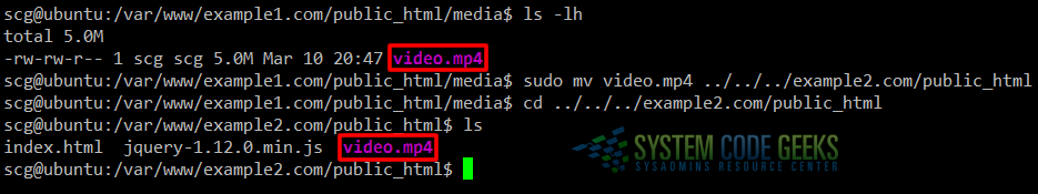 Figure 3: Apache URL rewrite example: Moving a video file to a different virtual host