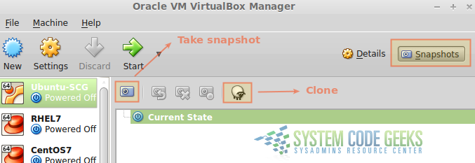 Figure 1: Switching to the Snapshots pane