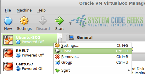 Figure 2: Starting the process of cloning a virtual machine