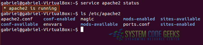 Figure 4: Checking the status of Apache and configuration files after installation