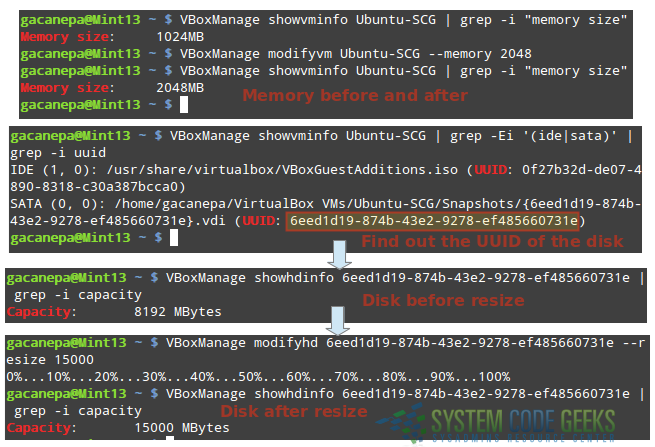 Figure 5: Resizing a virtual disk and allocating more memory for an appliance