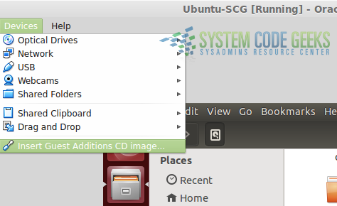Figure 7:Virtualization with VirtualBox: Using the virtual CD to install the guest additions