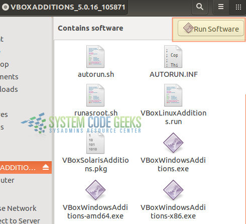 Figure 8:Virtualization with VirtualBox:  Running the guest additions installation program
