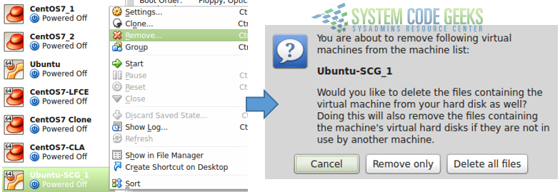 Figure 8: Removing a virtual machine