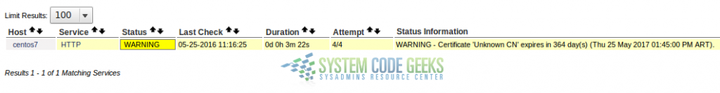 Figure 3: A warning message is issued when the certificate validity is not within the specified limit