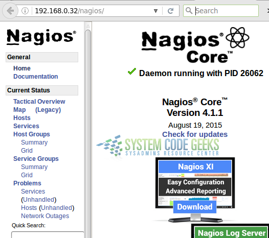 Figure 4: The Nagios web interface