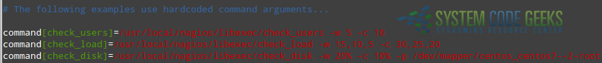 Figure 5: Viewing command definitions in the NRPE configuration file