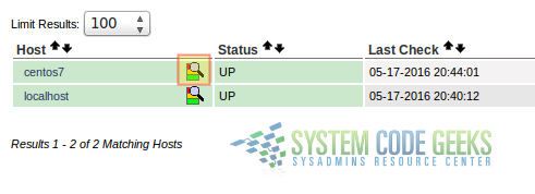 Figure 6: Viewing the list of monitored hosts in the Nagios Core web interface