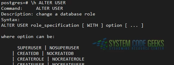 Getting help about SQL commands