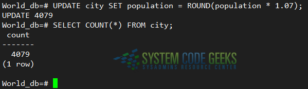 Updating the city table