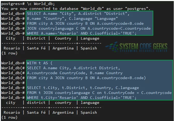 A non-recursive Common Table Expression