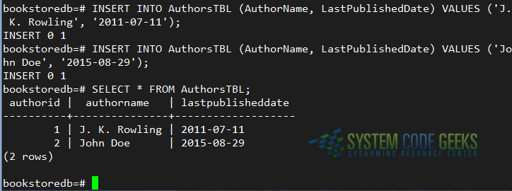 Inserting records and querying the database