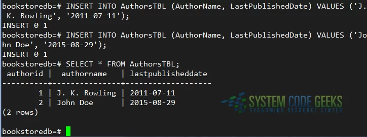 Inserting records and querying the database