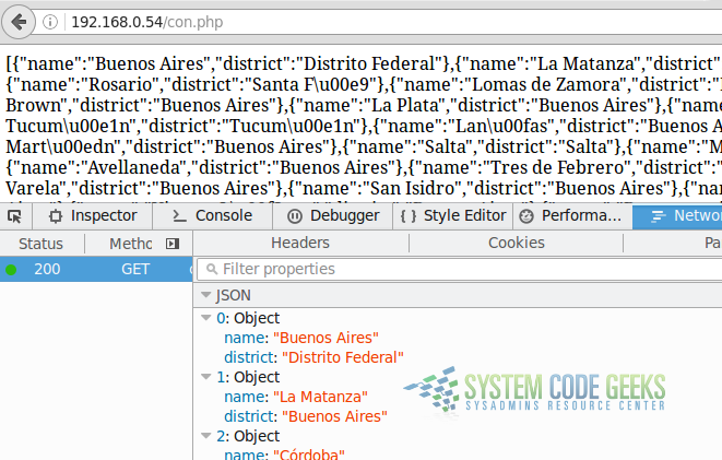 Query results in JSON format