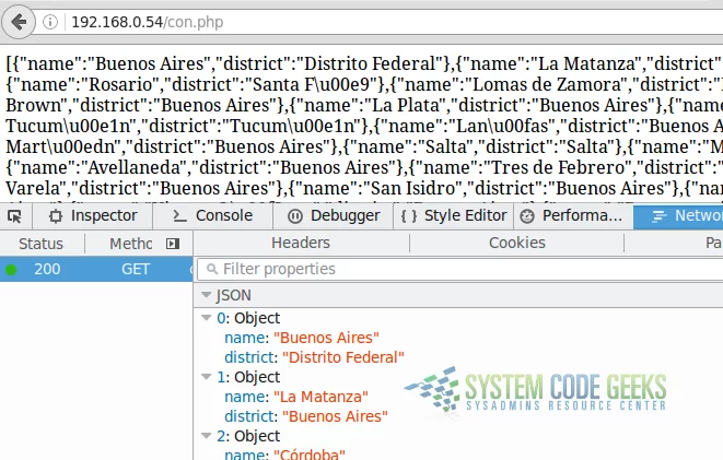 Query results in JSON format