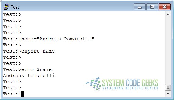 An Example how to export an Environment Variable