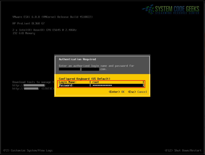 Figure 2: Authenticating the root account