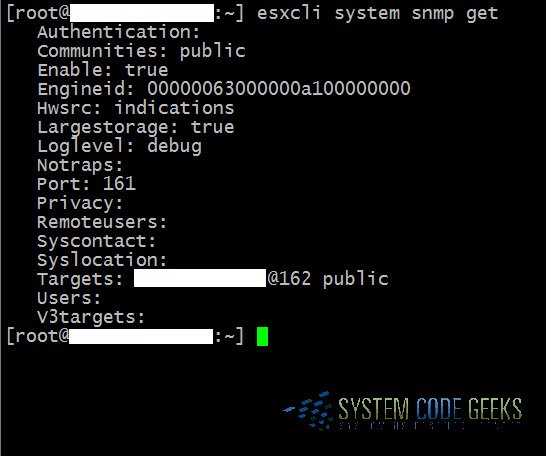 Figure 13: Current SNMP configuration info