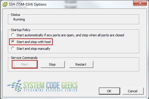 Figure 8: Configuring SSH options