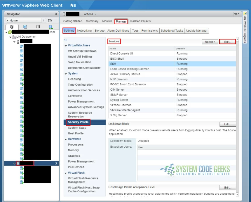 Figure 11: Configuring "Services" properties