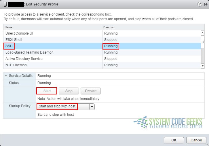 Figure 12: Configuring SSH options