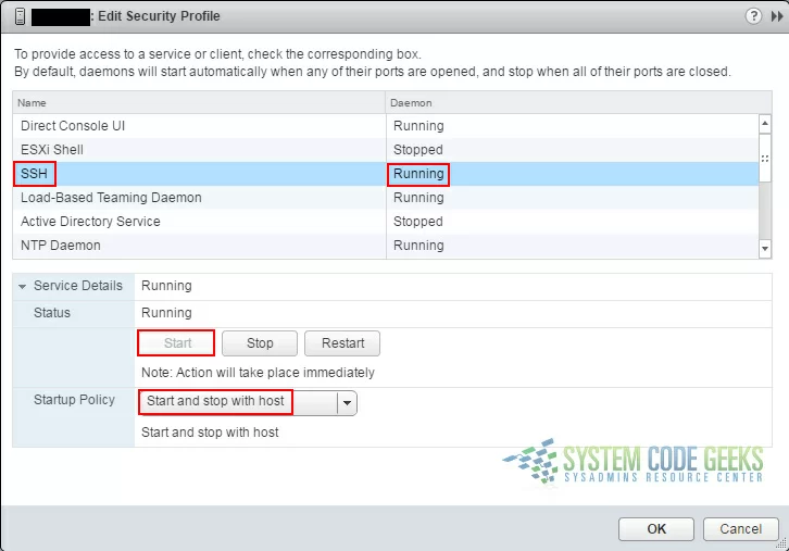 Figure 12: Configuring SSH options