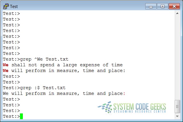 A Regular Expression Line Anchor Example