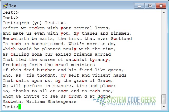 A Regular Expression Character Class Example