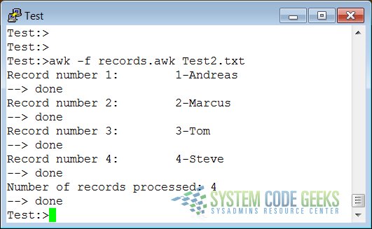 Getting the number of records by using awk