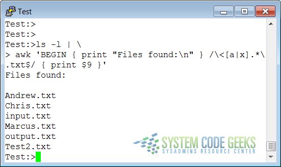 Using special patterns with awk