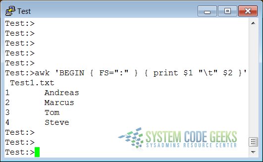 An awk input field separator Example