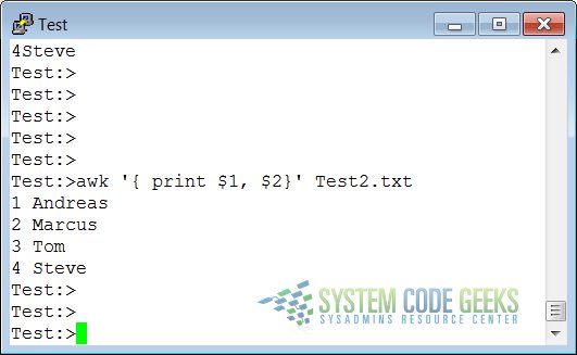 An awk output field separator Example