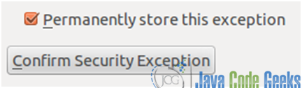Figure 14: Nginx SSL configuration guide: Confirming a Security Exception