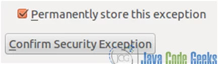 Figure 14: Nginx SSL configuration guide: Confirming a Security Exception