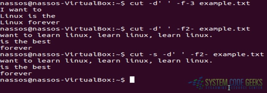 Linux cut Examples: Cut Examples 7-9
