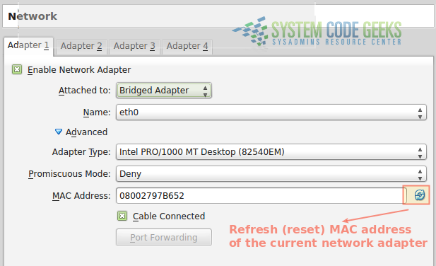 Figure 3: Configuring an existing (or a adding a new) network adapter